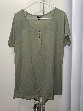 torrid Olive Sage Short Sleeve Henley Top